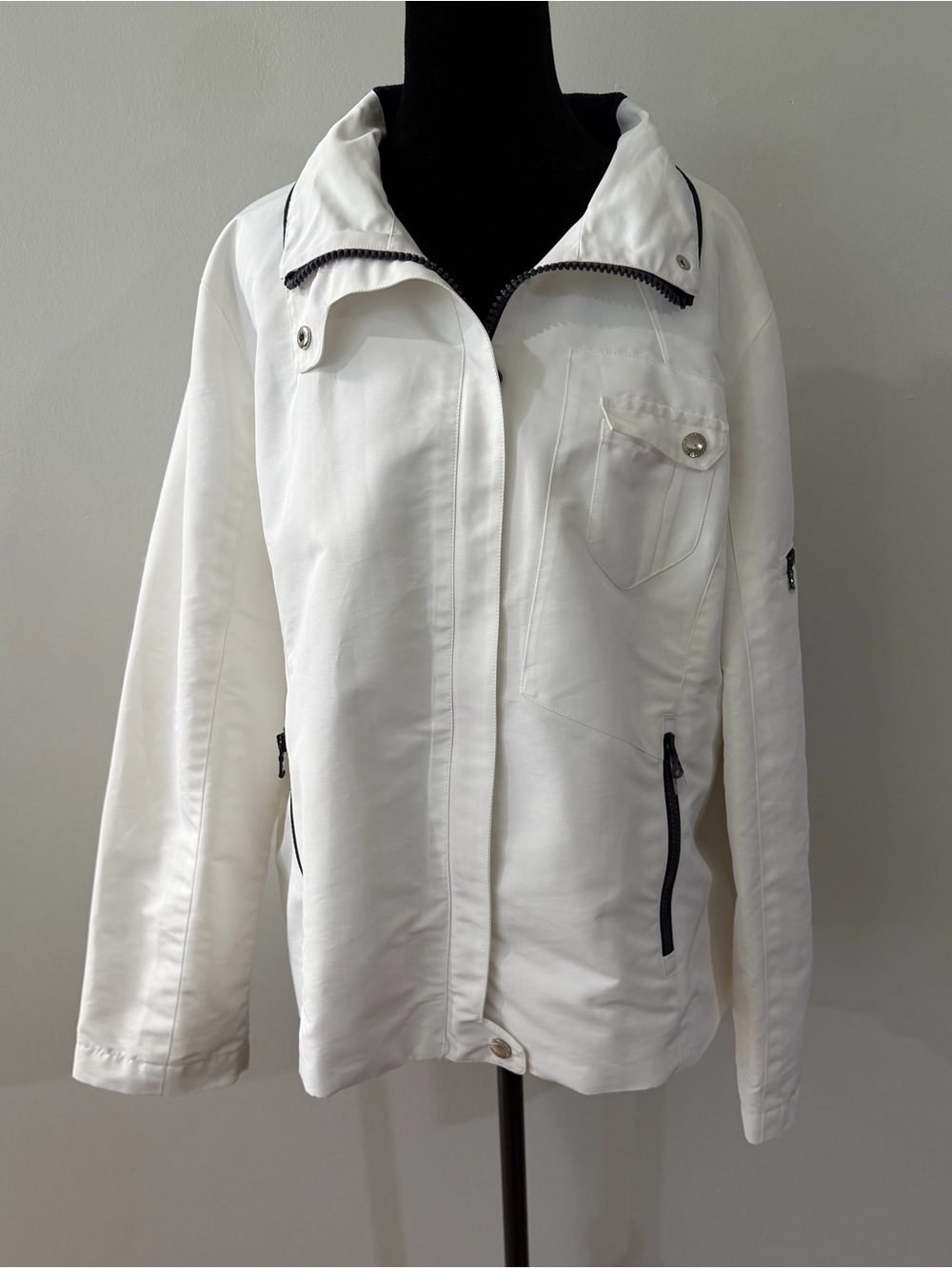 Ralph Lauren White Utility Rain Windbreaker Jacket Coat Women's PLUS Casual